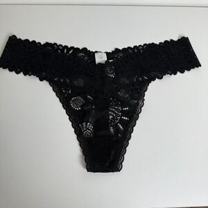 Aerie‎ Black Lace Thong Panty L G